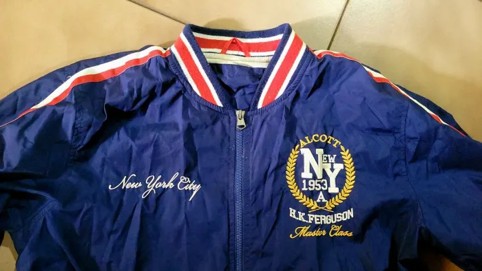 Jaqueta Vintage Bomber Alcott NY Corta-Vento Bordada Original Tam G