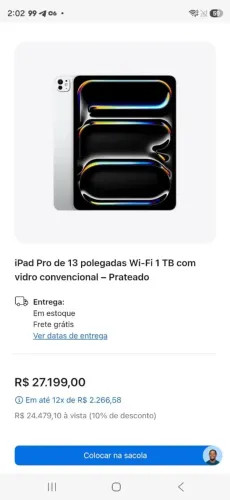 Vendo iPad Pro 13 polegadas - semi novo - aspecto de novo