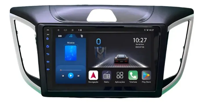 Central Multimídia Octacore Faaftech 9 pol.4Gb/64Gb carplay/ A. Auto Creta 2017 a 2024