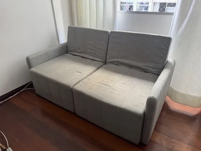 Sofá Cama Retrátil e Reclinável 1,80x1,0m em Linho Cinza