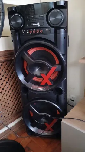 Caixa Torre de Som Amplificada 1900w Led Duplo Woofer 12 polegadas Amvox Aca 1900 New X