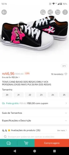 Vendo tênis infantil Emilly vick