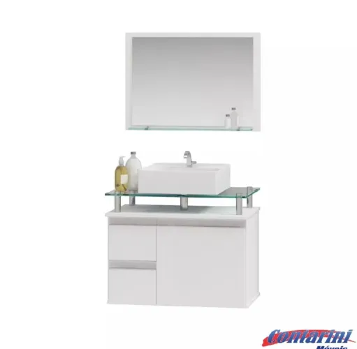 Conjunto de armário de banheiro com pia e espelheira 60cm ( Novo )