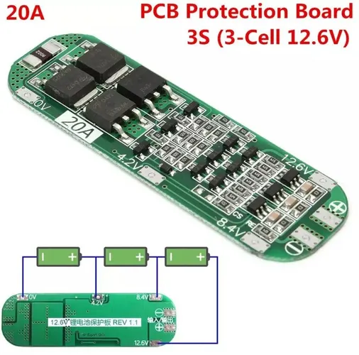 Módulo carregador/balanceador proteção 3S 20a BMS/PCB 12,6v novo modelo