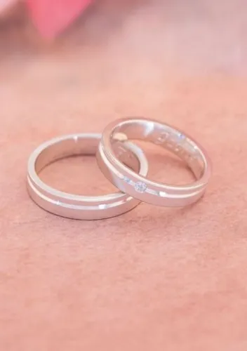 Par de alianças 3.5mm, Fosca com Zirconia na feminina - Prata 990