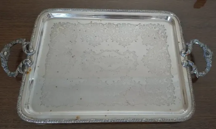 Bandeja retangular prata