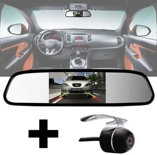 Espelho Retrovisor Lcd Tela Estacionamento Com Câmera Ré 2 em 1