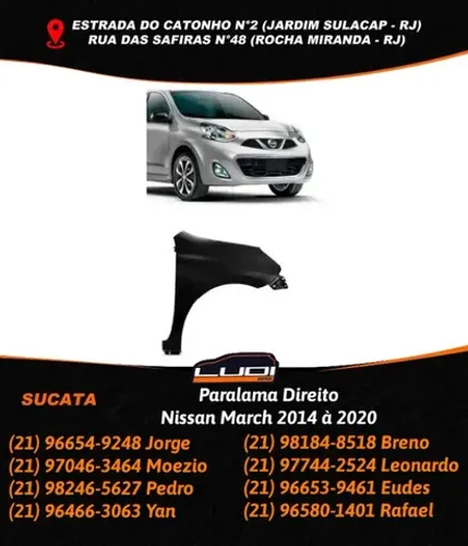 Paralama Direito Nissan March 2014 à 2020