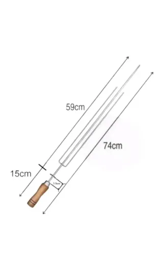1 Espeto Tridente Giratório 74 Cm / Inox Gira Grill