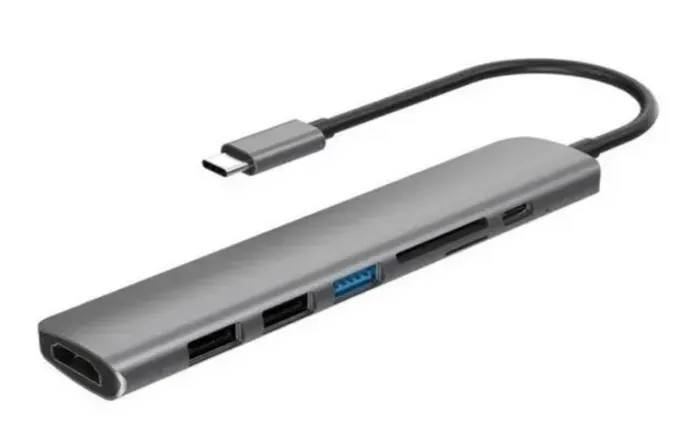 Adaptador Hub Usb C 7 em 1 4k Hdmi Cartão Sd Macbook Pro Air M2 M3