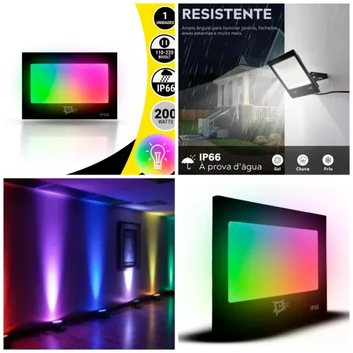 Luminária LED RGB 200W IP66 - Iluminação para Jardins, Fachadas e Áreas Externas!