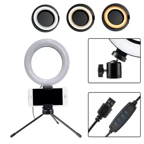 Ring linght Luz De Led Fotos E Videos 6 Polegadas Com Tripé