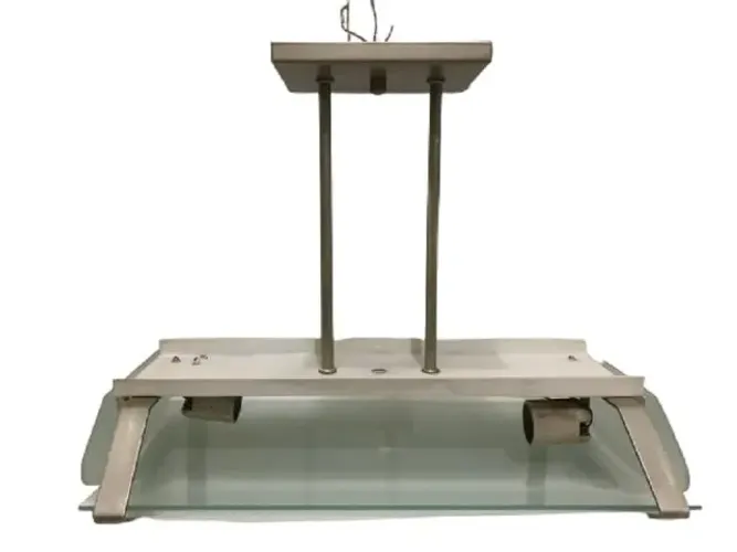 Luminária Lustre De Metal Com Vidro Para 2 Lâmpadas
