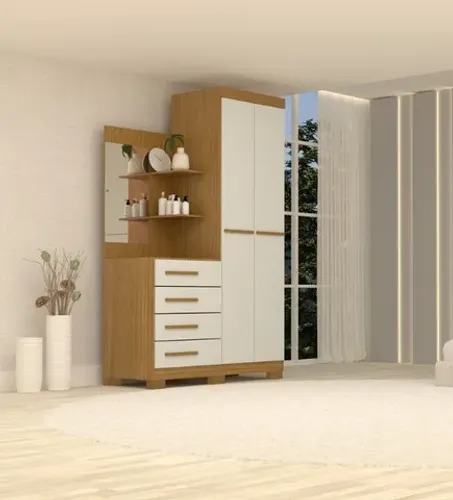 Guarda Roupa em MDF Melissa com Espelho na penteadeira (Novo)