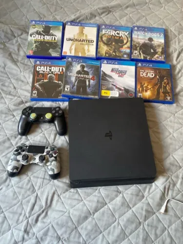 Playstation 4 Slim 500gb + 08 jogos + 2 controles