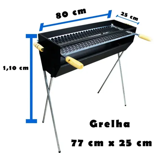 Churrasqueira de Aço Espetaria - 80 cm x 25 cm