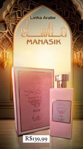 Perfume Árabe Malikat Al Arab Rose Manasik Feminino 100ml Eau de Parfum