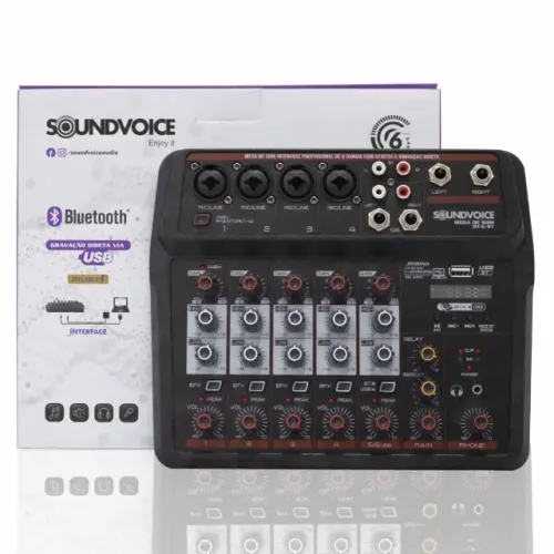 Mesa de Som Compacta Soundvoice MC6 BT
