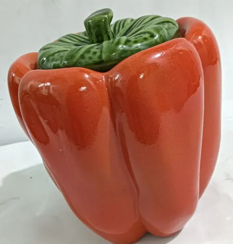 Potiche Pimentão Cerâmica 25cm Anos 80  Decorativo  Vintage 