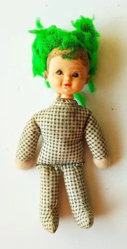 Brinquedo - Boneca Antiga (Pano e Borracha) - Tamanho 14 cm (Para Manutenção)