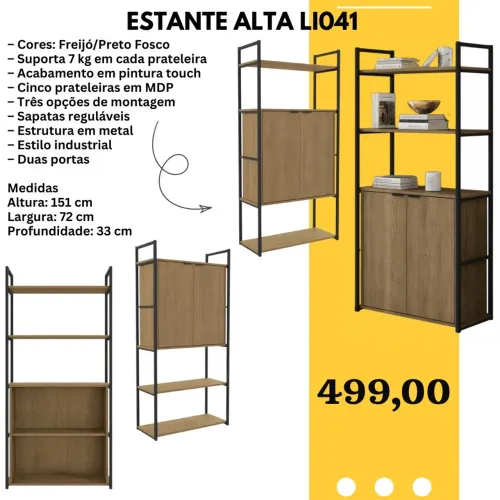 Estante Alta Industrial 2 portas  LI041 - FRETE GRATIS - ENTREGA HOJEEE !! 