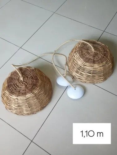 Par de luminárias de teto em bambu trançado 2 unidades 