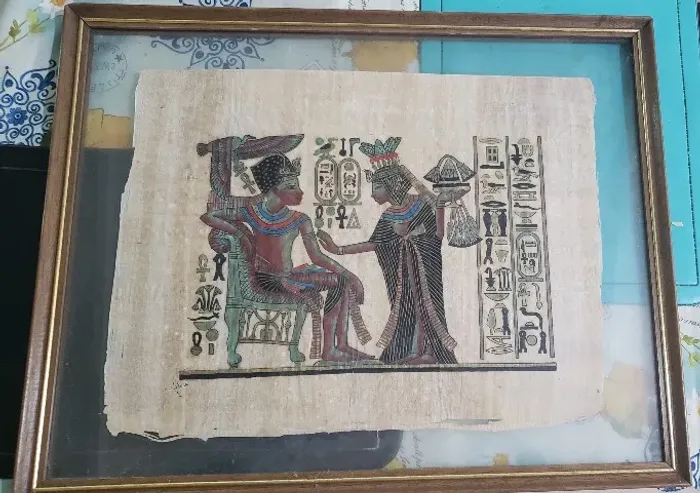 Quadro egípcio de papiro antigo