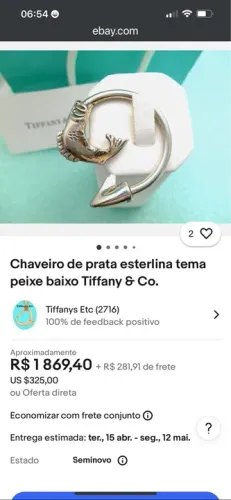 Chaveiro de Prata Esterlina Tiffany & Co. - Peixe