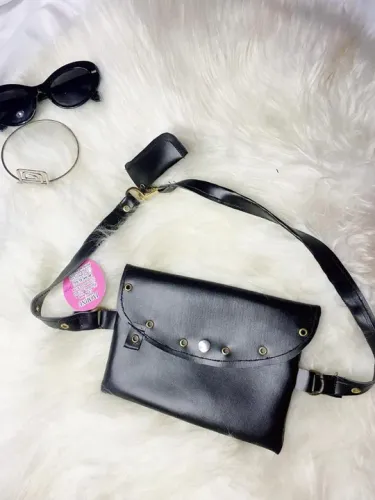 Bolsa de cintura feminina em couro sintético
