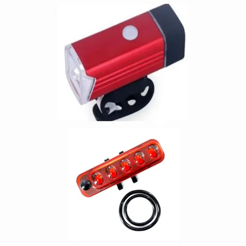 Kit Luz de Bicicleta Recarregável Dianteira e Traseira