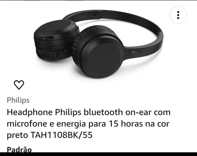 Fone de Ouvido Philips Bluetooth On-Ear com Microfone - Preto