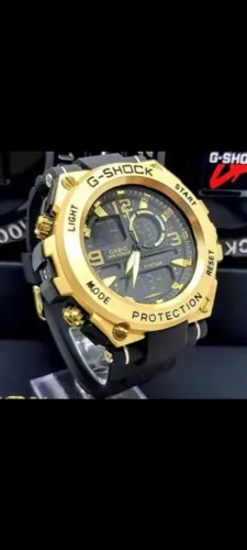Relógio masculino G-Shock Metal Preto/Dourado linha Gold c./caixa à prova dagua