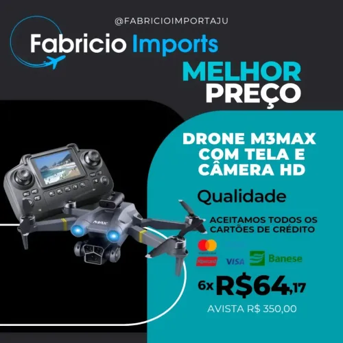 Drone M3MAX Controle com Tela Câmera HD