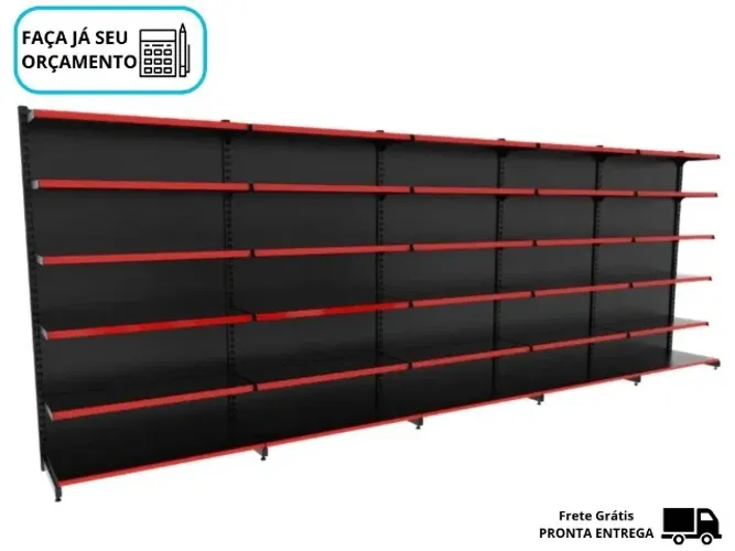 Gondola de Parede Polar Preta com 6 Bandejas