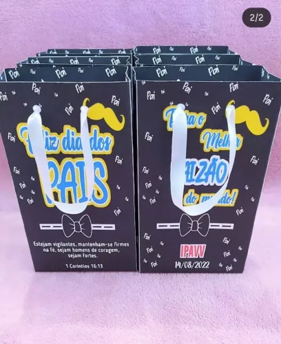 Sacolas Personalizadas Dia dos Pais e porta bombom