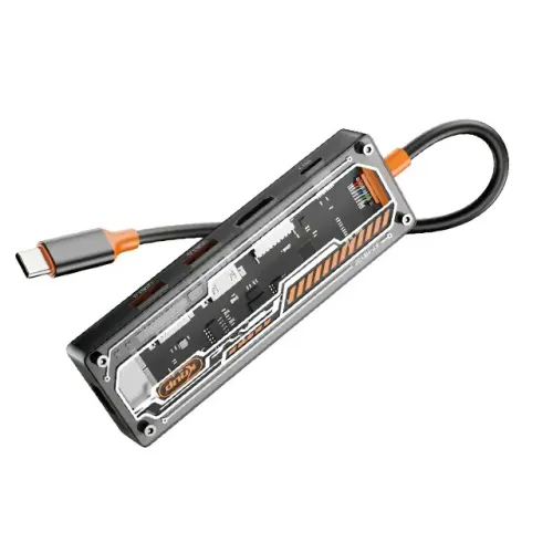 Hub Adaptador USB-C HDMI/RJ45 Knup KP-HB507 5 em 1 (2USB/HDMI/USB-C/RJ45) - WZetta