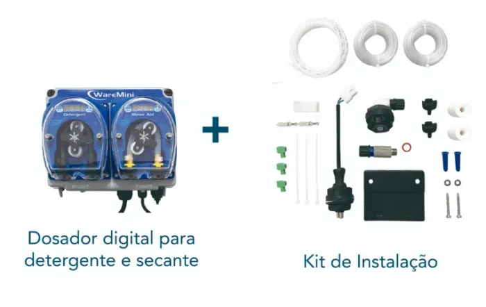 Dosador de detergente e dosador de secante para máquina lava louças