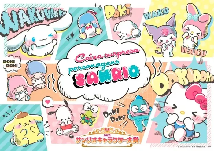 Caixa Papelaria Sanrio: Kuromi, Hello Kitty, My Melody, Cinnamoroll