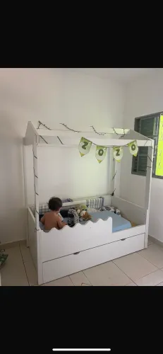? Cama infantil c/ cama auxiliar ( - MDF Medidas: 79 cm (largura) × 156 cm (comprimento
