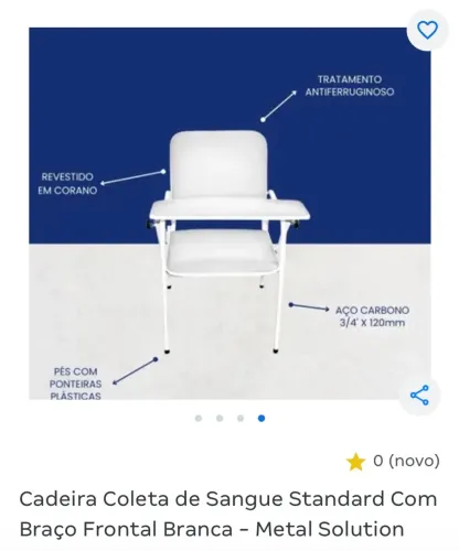 Cadeira Coleta de Sangue Braço Frontal Simples - SaúdeMóveis