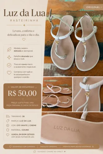 Sandália Rasteirinha Luz da Lua Original - Tam. 36 - R$ 50