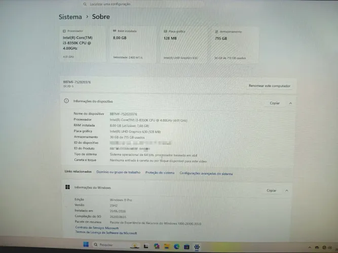 Computador Intel i3 - Windows 11 Pro