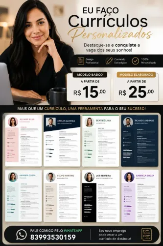 Oportunidade para você , Faço currículos personalizados.