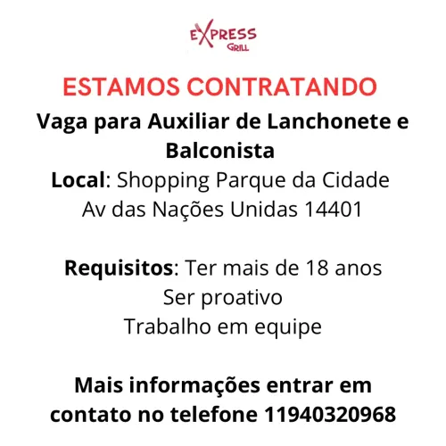 VAGA PARA AUXILIAR DE COZINHA