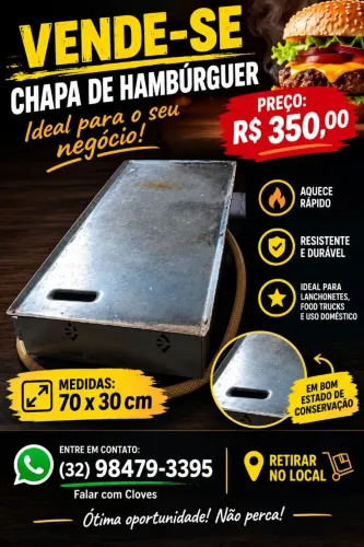 Chapa de hambúrguer 70x30