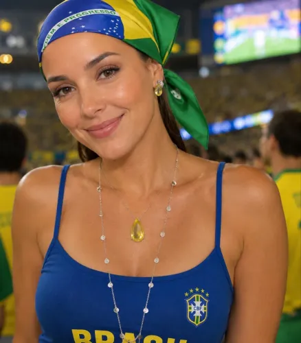 Colar medalhas,conj amarelo e lenço BRASIL
