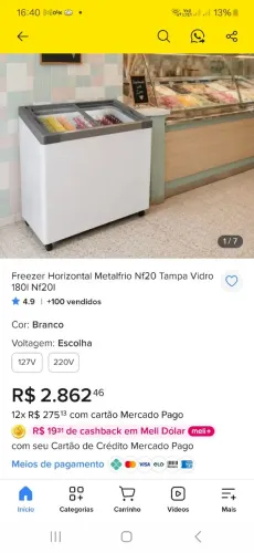 Freezer Metalfrio Horizontal Nf20 Congelamento 180l Nf20l