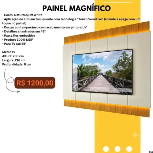 Painel Home Magnífico 100%mdf luz led sensível ao toque suporta tv até 85 polegadas