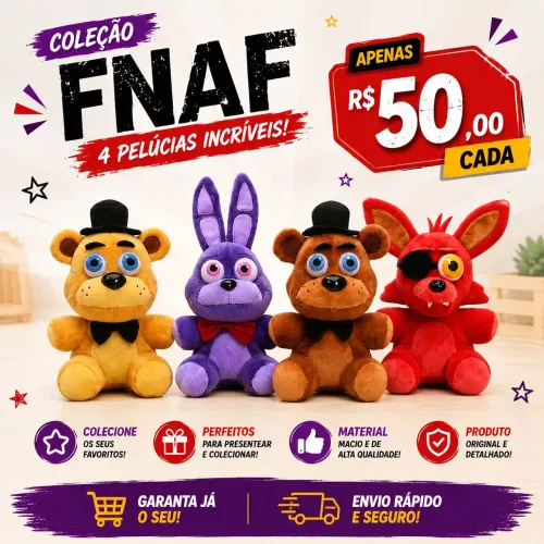 Pelúcias Five Nights at Freddy's - FNAF - R$ 50 cada - Novos