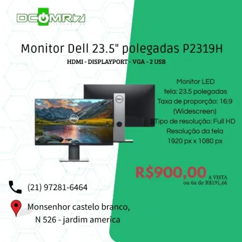 Monitor Dell 23.5" polegadas P2319H - Semi Novo 